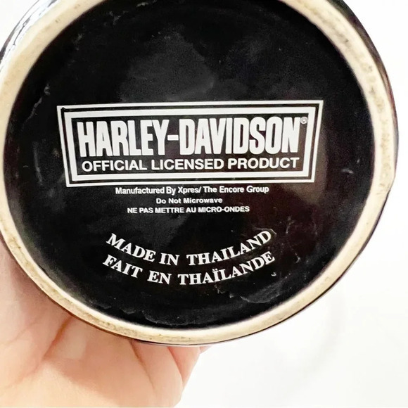 Harley Davidson Black Travel Sipper Mugs Ceramic Chrome Flame Emblem Set of Two - Picture 3 of 10